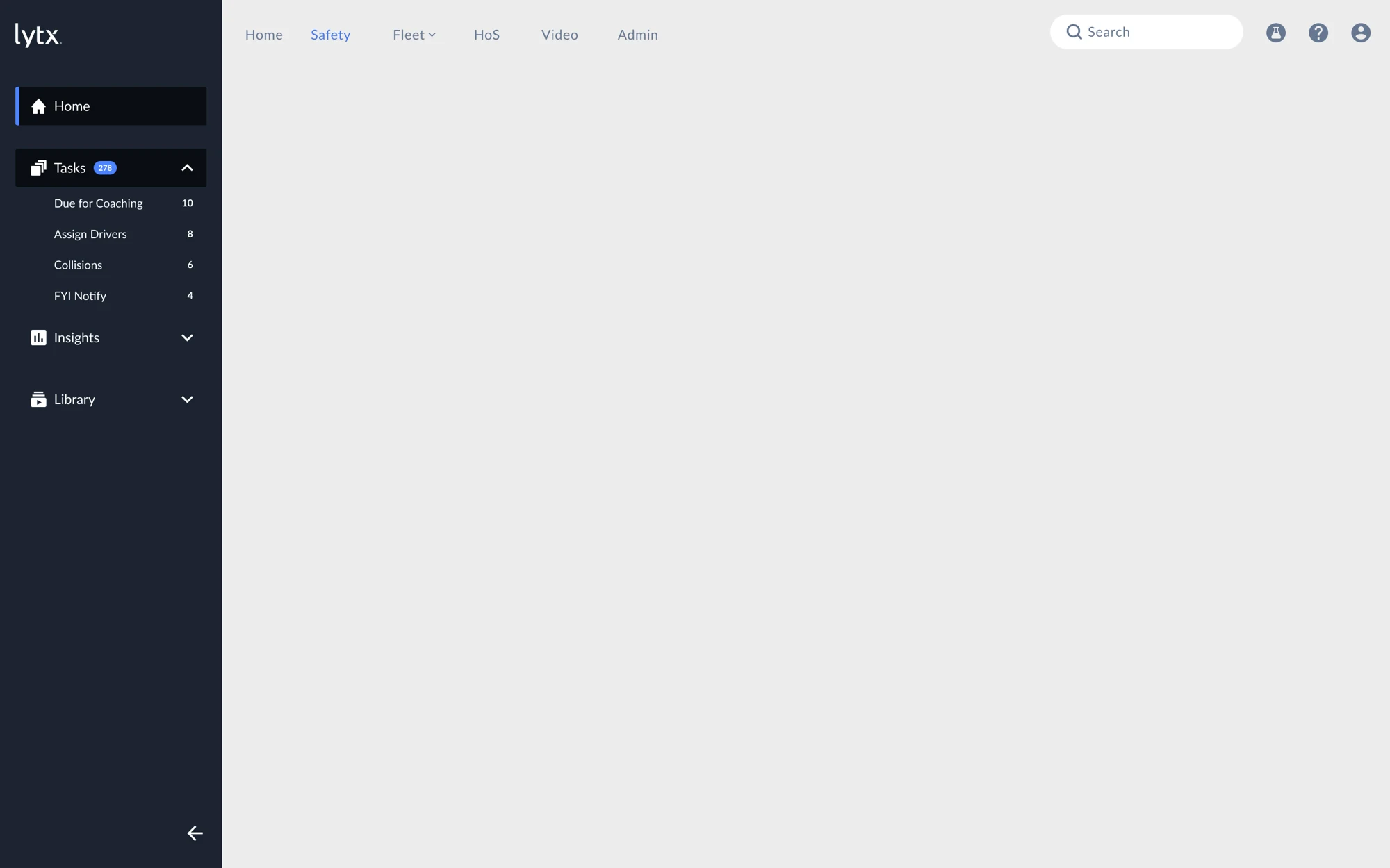 Proposed navigation with a dark sidebar, labeled groups, and expandable Tasks.